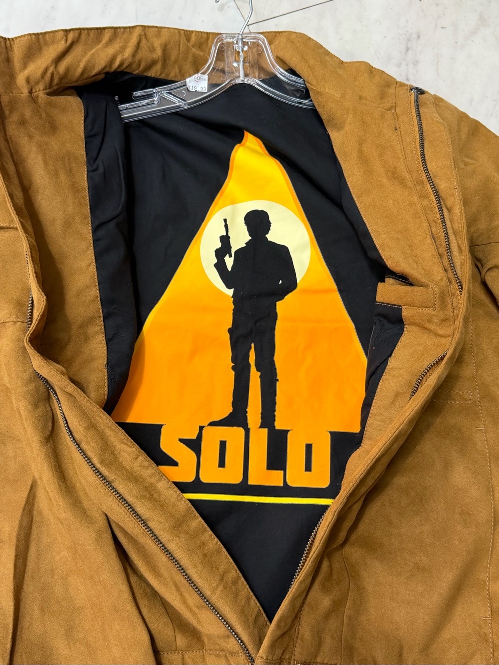 Star Wars Men's Tan Jacket with Black Shoulder Panels Large